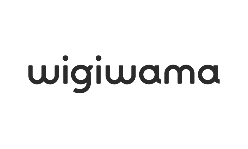 Sort logo med teksten 'Wigiwama'.