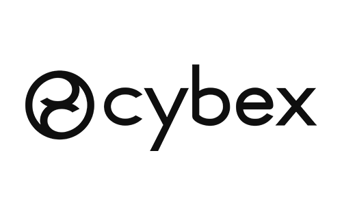 Cybex logo med tekst i sort på hvid baggrund.